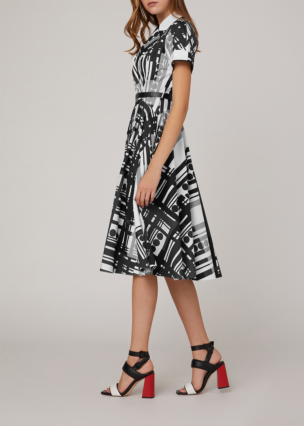 SALAZIA Black-White Impression Cotton Dresses