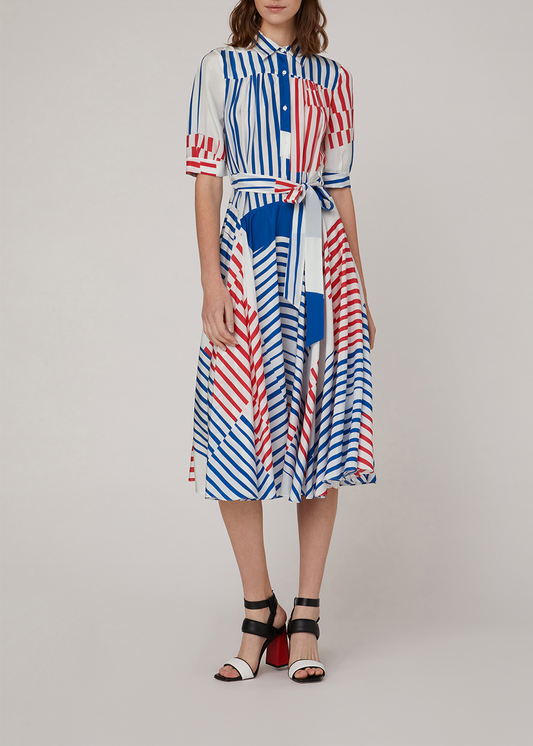 SALAZIA Nautical Stripe Silk Dresses