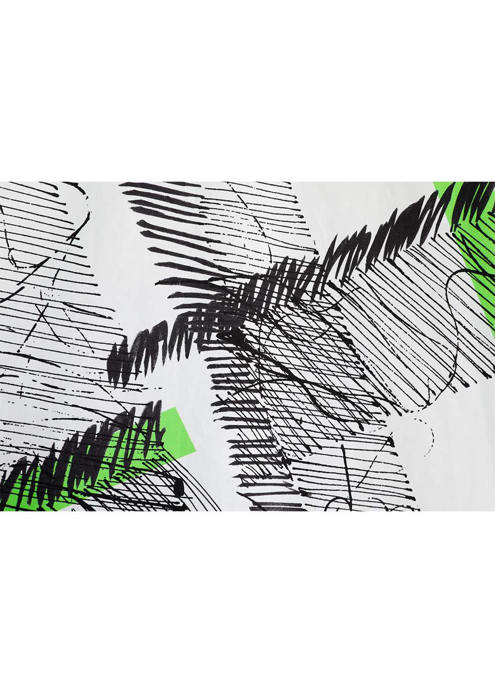 SALAZIA Black-Green Line Art Cotton Dresses