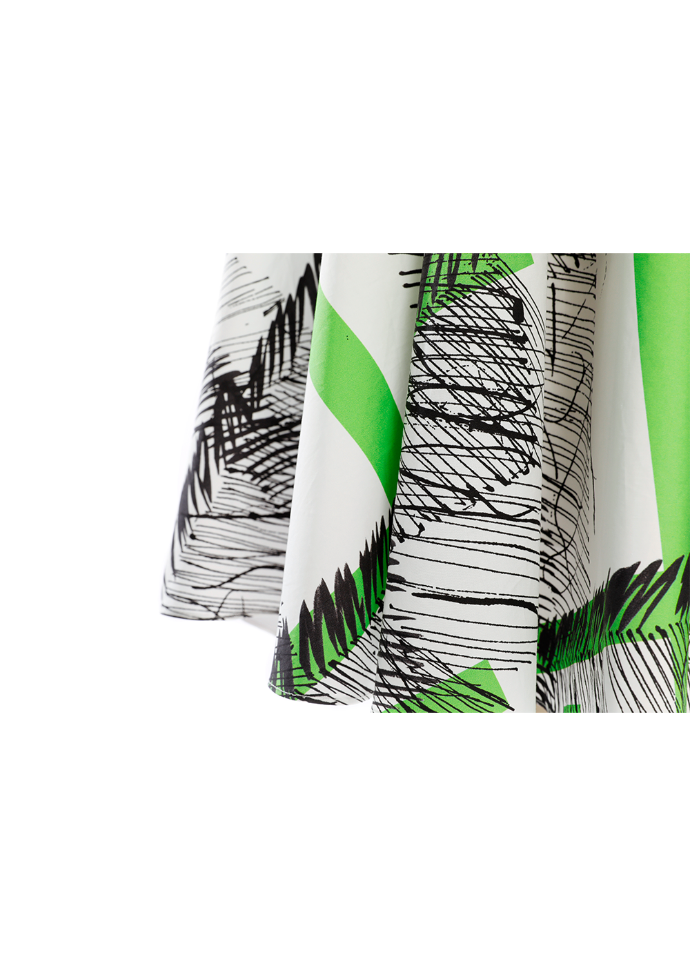 SALAZIA Black-Green Line Art Cotton Dresses