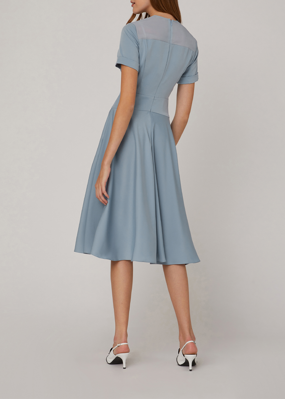 SALAZIA Misty Blue Silk-Trim Dresses