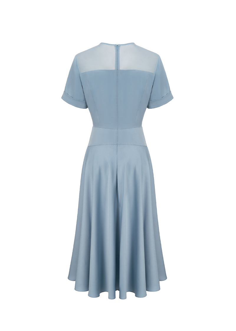 SALAZIA Misty Blue Silk-Trim Dresses