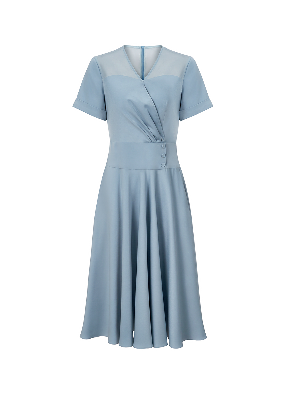 SALAZIA Misty Blue Silk-Trim Dresses