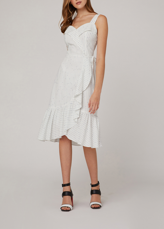 SALAZIA Ivory Linen-Cotton Blend Short-Sleeve Dresses
