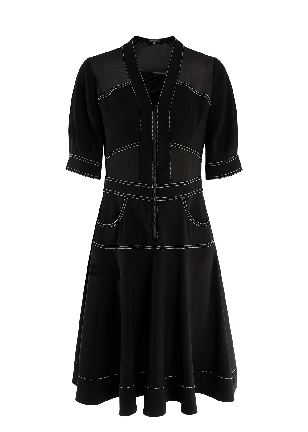 SALAZIA Black Triacetate Blend Short-Sleeve Dresses