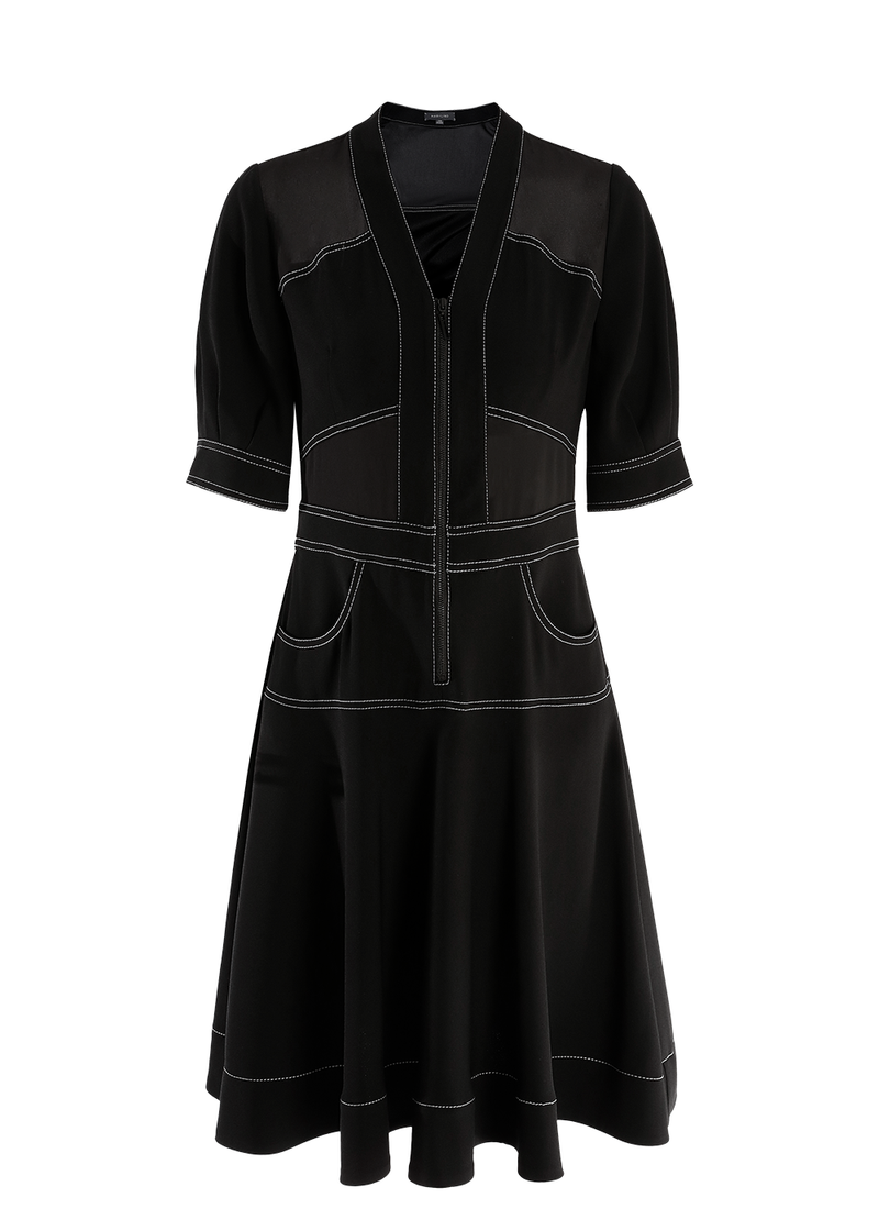 SALAZIA Black Triacetate Blend Short-Sleeve Dresses