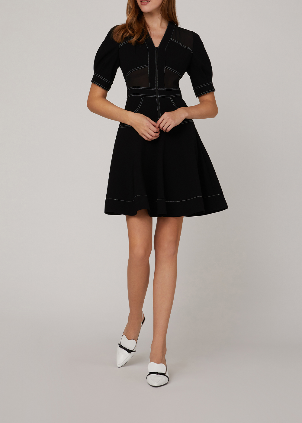 SALAZIA Black Triacetate Blend Short-Sleeve Dresses