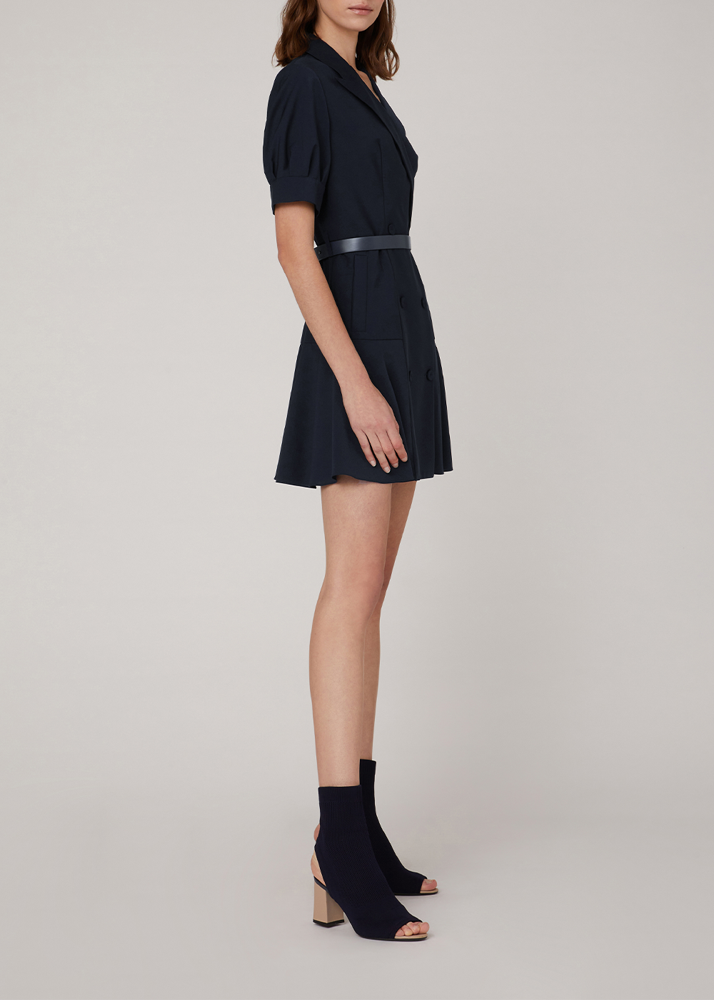 SALAZIA Deep Blue Wool-Blend Fit-and-Flare Dresses