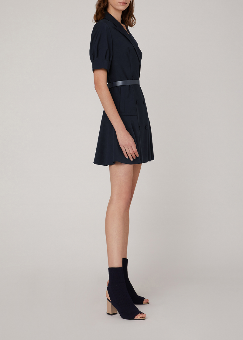 SALAZIA Deep Blue Wool-Blend Fit-and-Flare Dresses