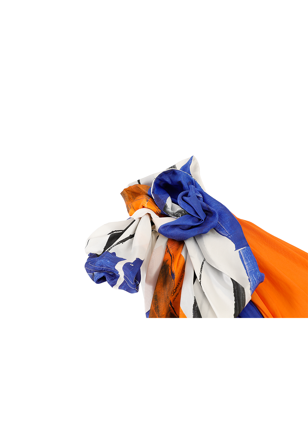 SALAZIA Abstract Orange-White-Blue Silk Dresses