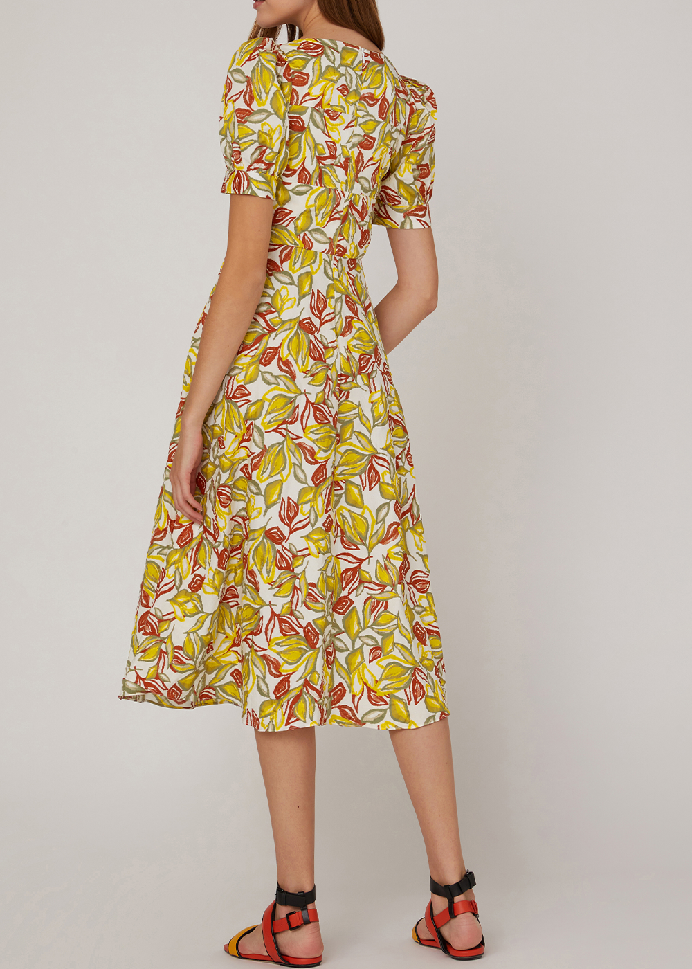 SALAZIA Maple Leaf Yellow Cotton Dresses