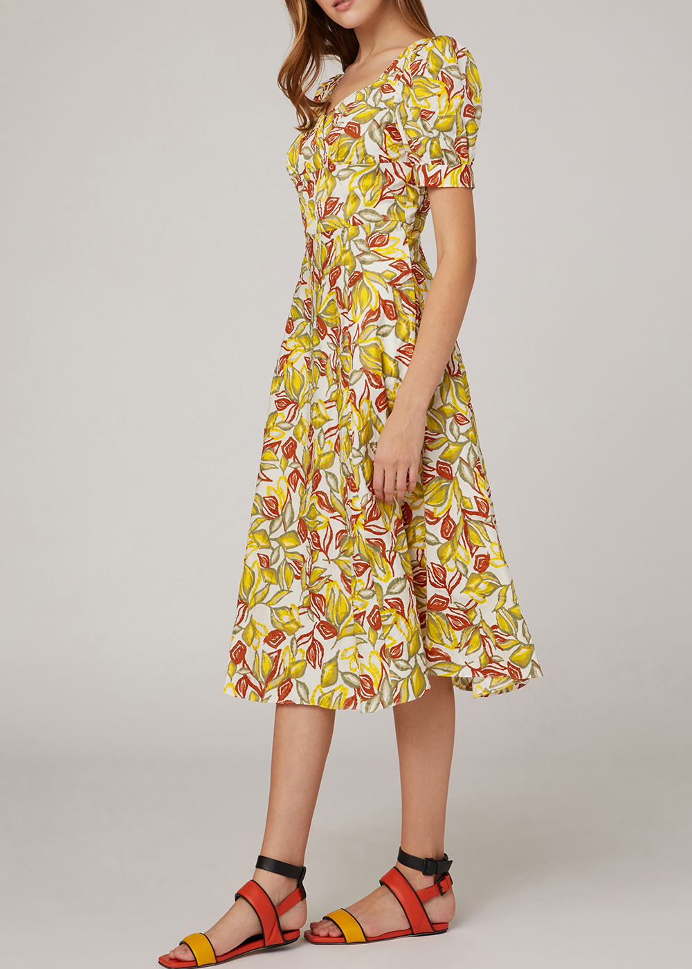 SALAZIA Maple Leaf Yellow Cotton Dresses