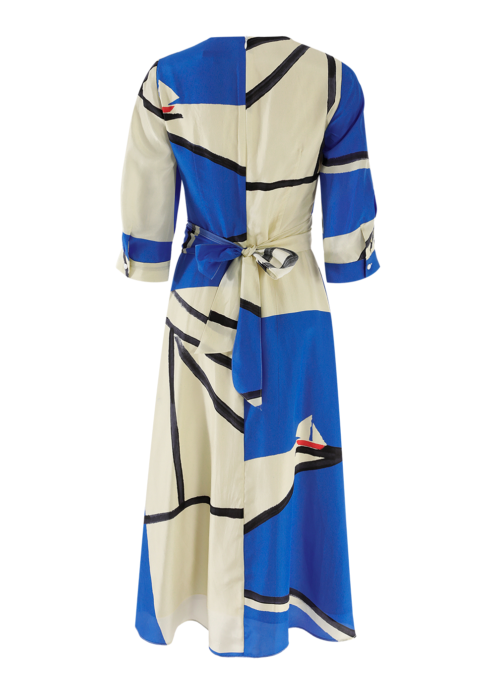 SALAZIA Blue Sailing Boat Silk Dresses