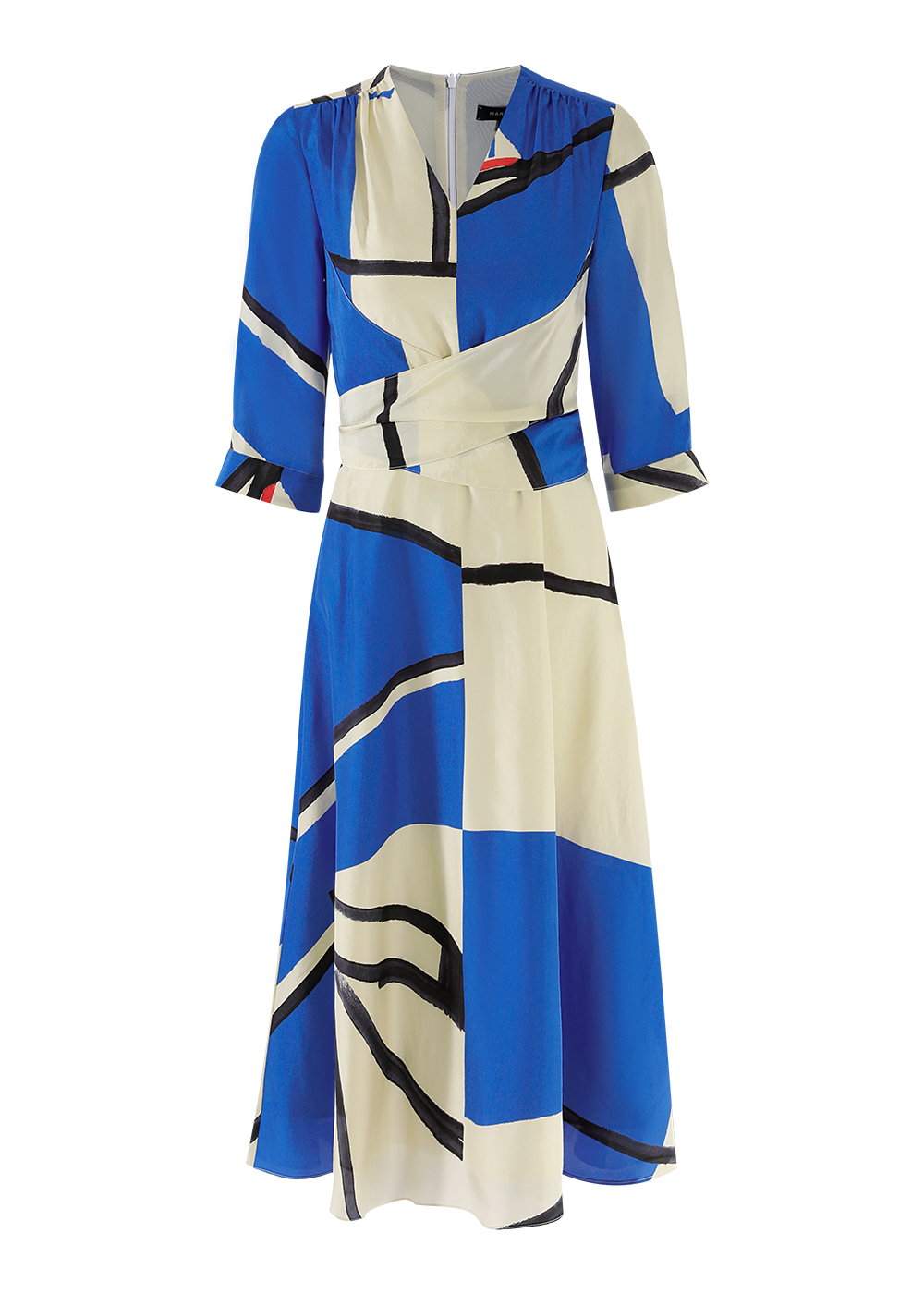 SALAZIA Blue Sailing Boat Silk Dresses