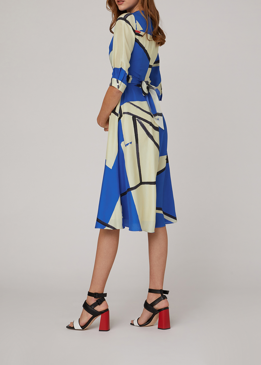 SALAZIA Blue Sailing Boat Silk Dresses