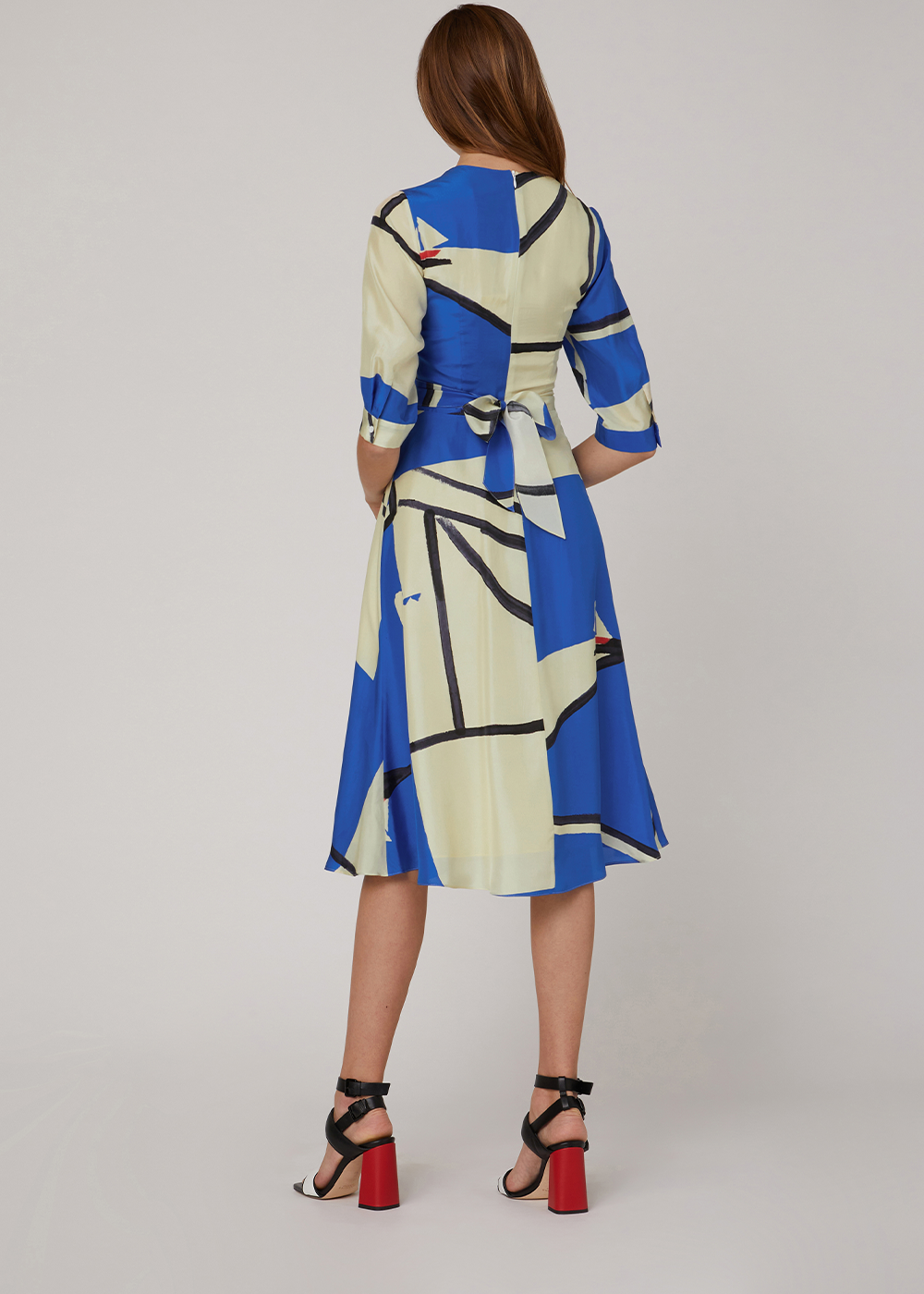 SALAZIA Blue Sailing Boat Silk Dresses