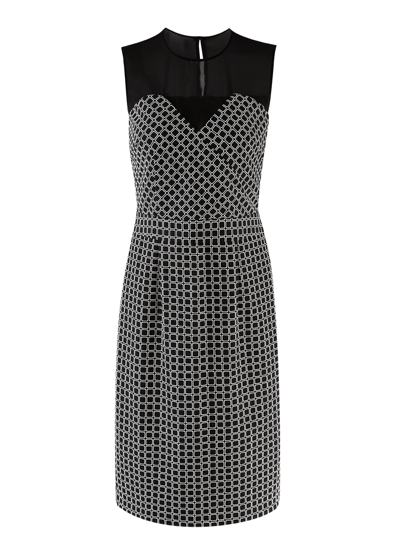 SALAZIA Black Mini Cube Short-Sleeve Dresses