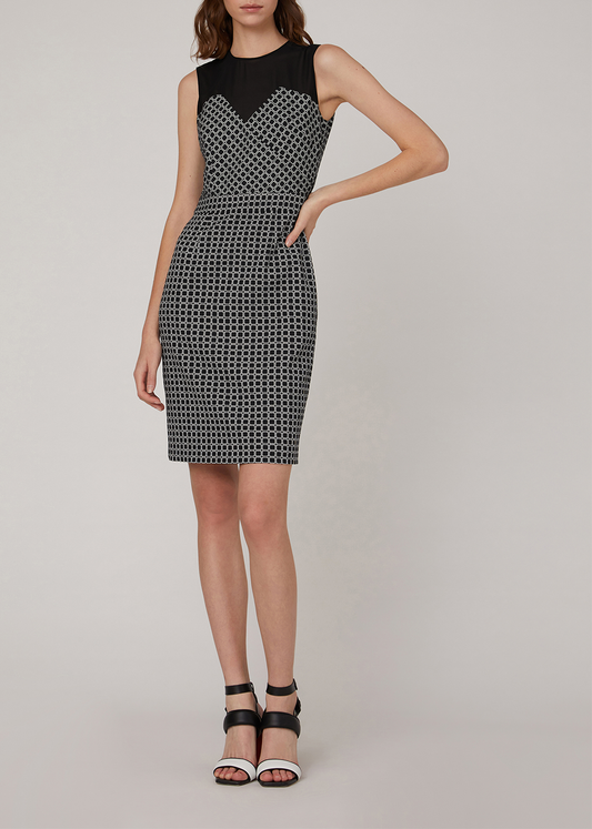 SALAZIA Black Mini Cube Short-Sleeve Dresses