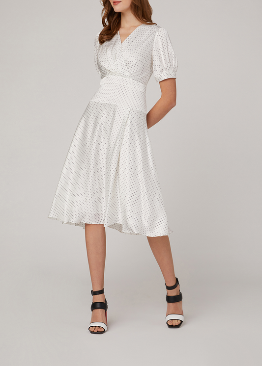 SALAZIA White Polka Dot Viscose Dresses
