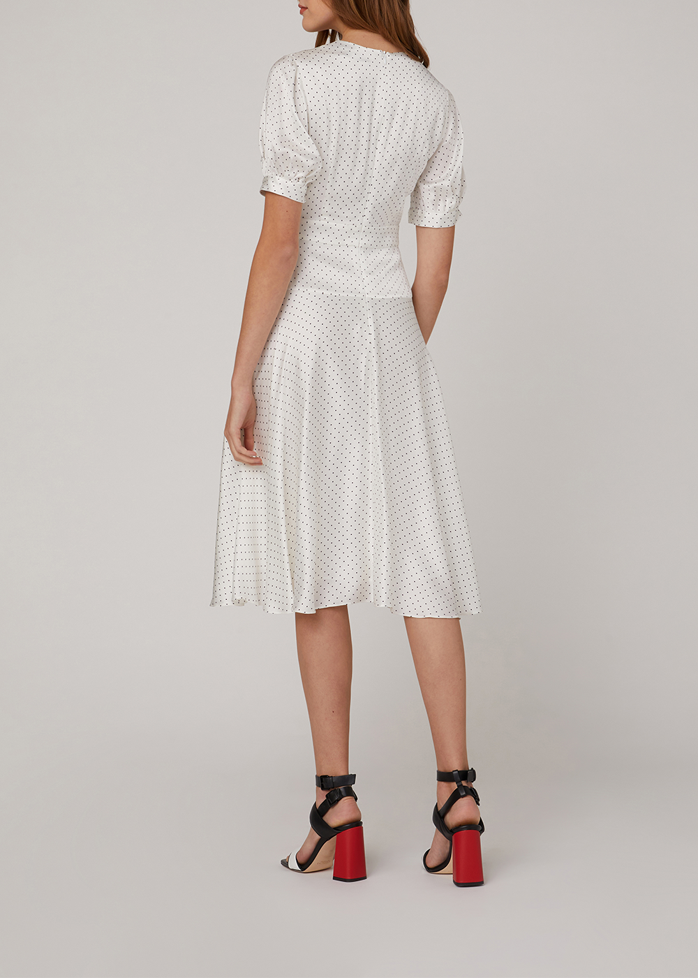 SALAZIA White Polka Dot Viscose Dresses