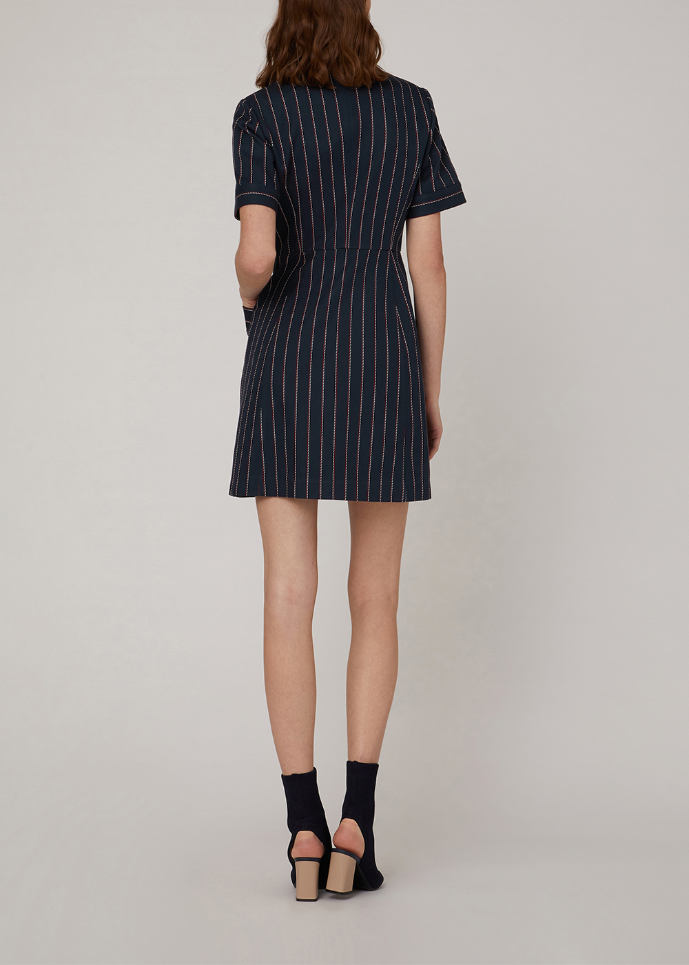 SALAZIA Blue Multi-Stripe Wool Blend Dresses