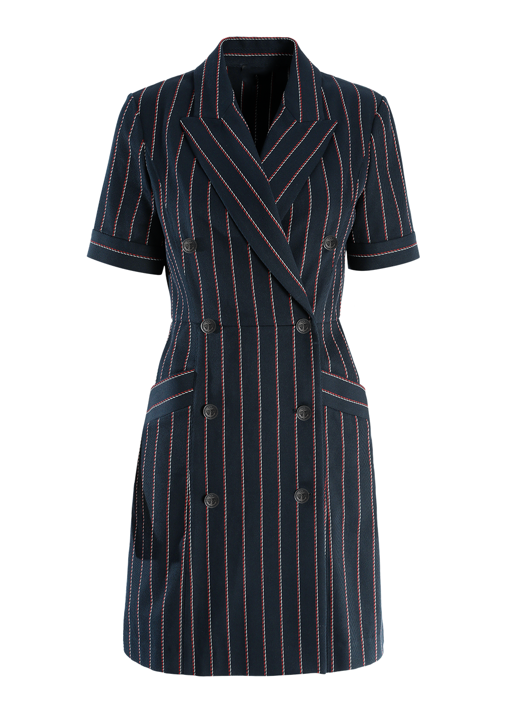 SALAZIA Blue Multi-Stripe Wool Blend Dresses