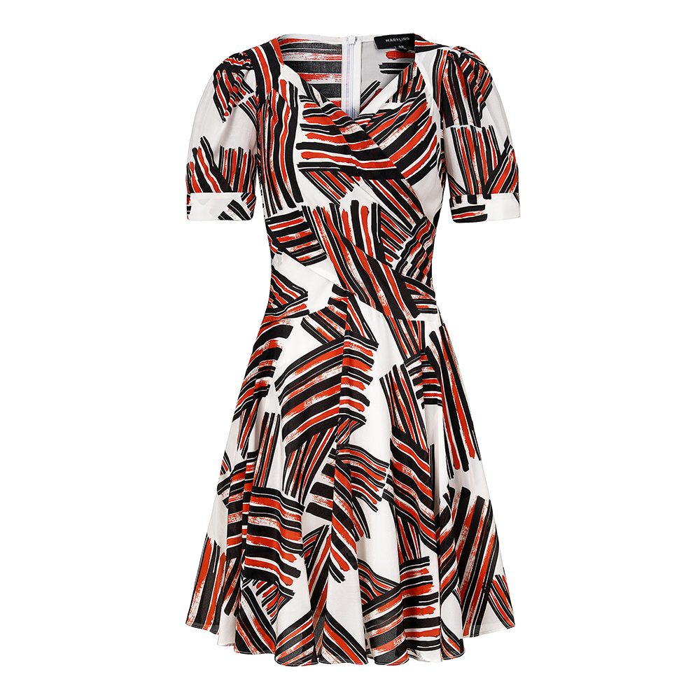 SALAZIA Red Black Plaid Silk Dresses