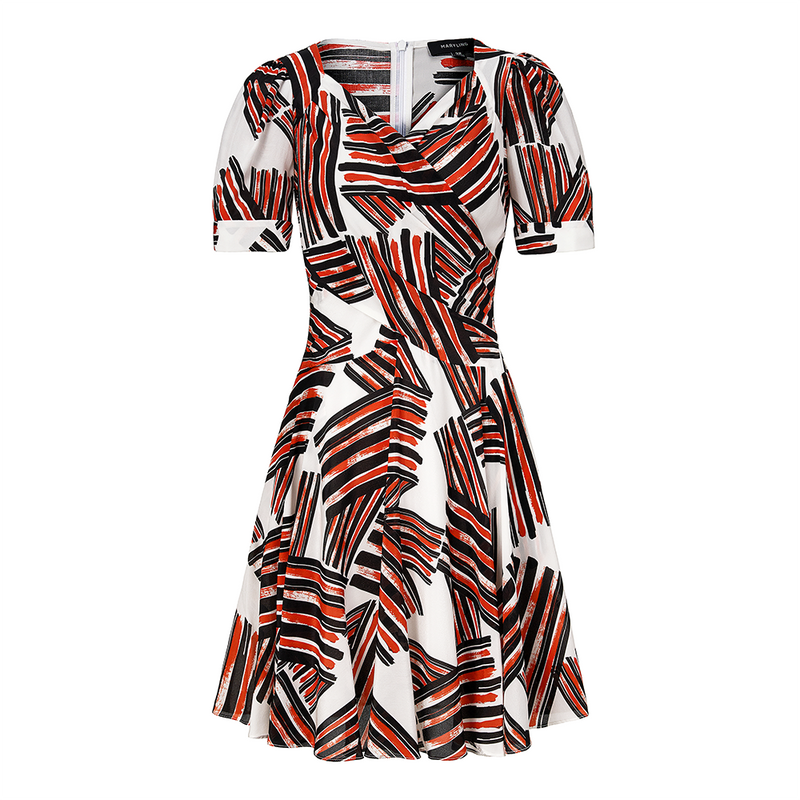 SALAZIA Red Black Plaid Silk Dresses