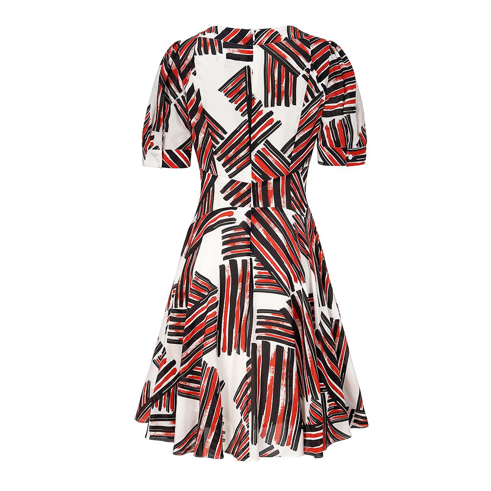 SALAZIA Red Black Plaid Silk Dresses