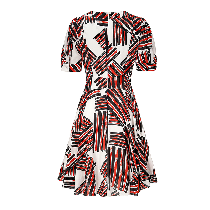 SALAZIA Red Black Plaid Silk Dresses