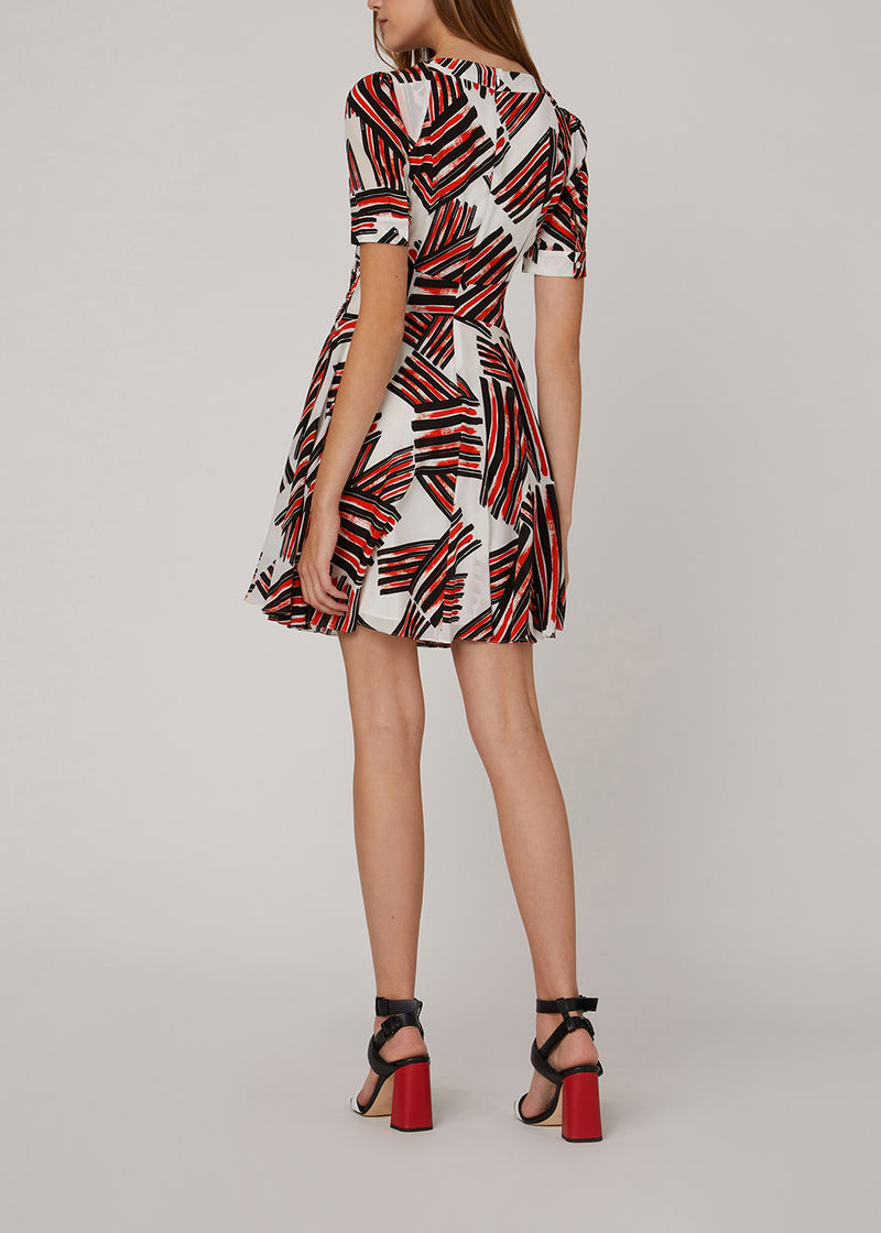 SALAZIA Red Black Plaid Silk Dresses