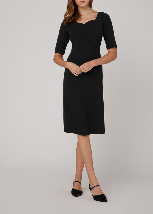 SALAZIA Black Triacetate Short-Sleeve Dresses