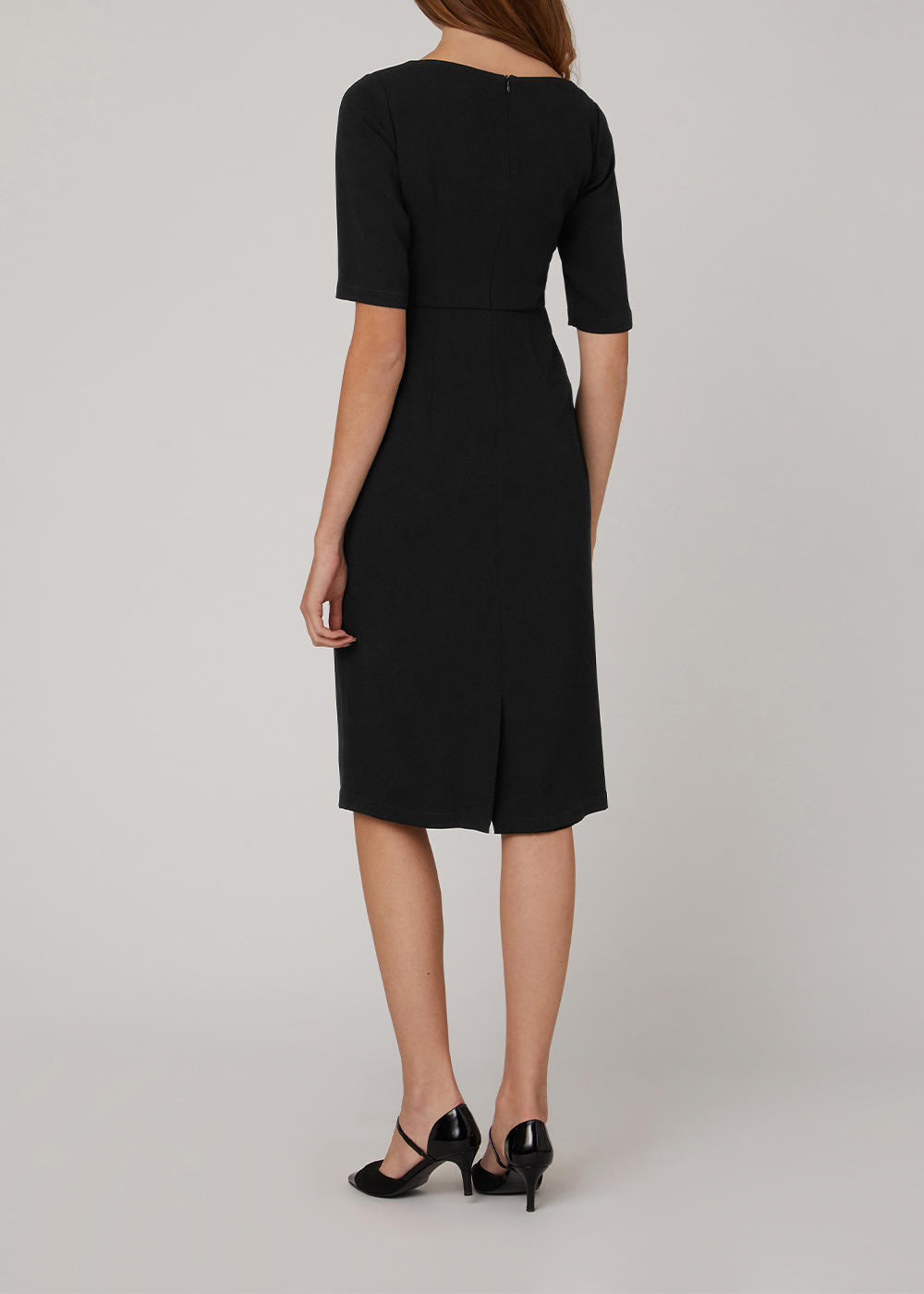 SALAZIA Black Triacetate Short-Sleeve Dresses