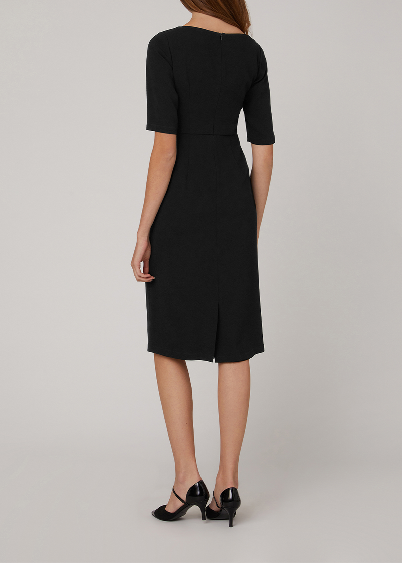 SALAZIA Black Triacetate Short-Sleeve Dresses