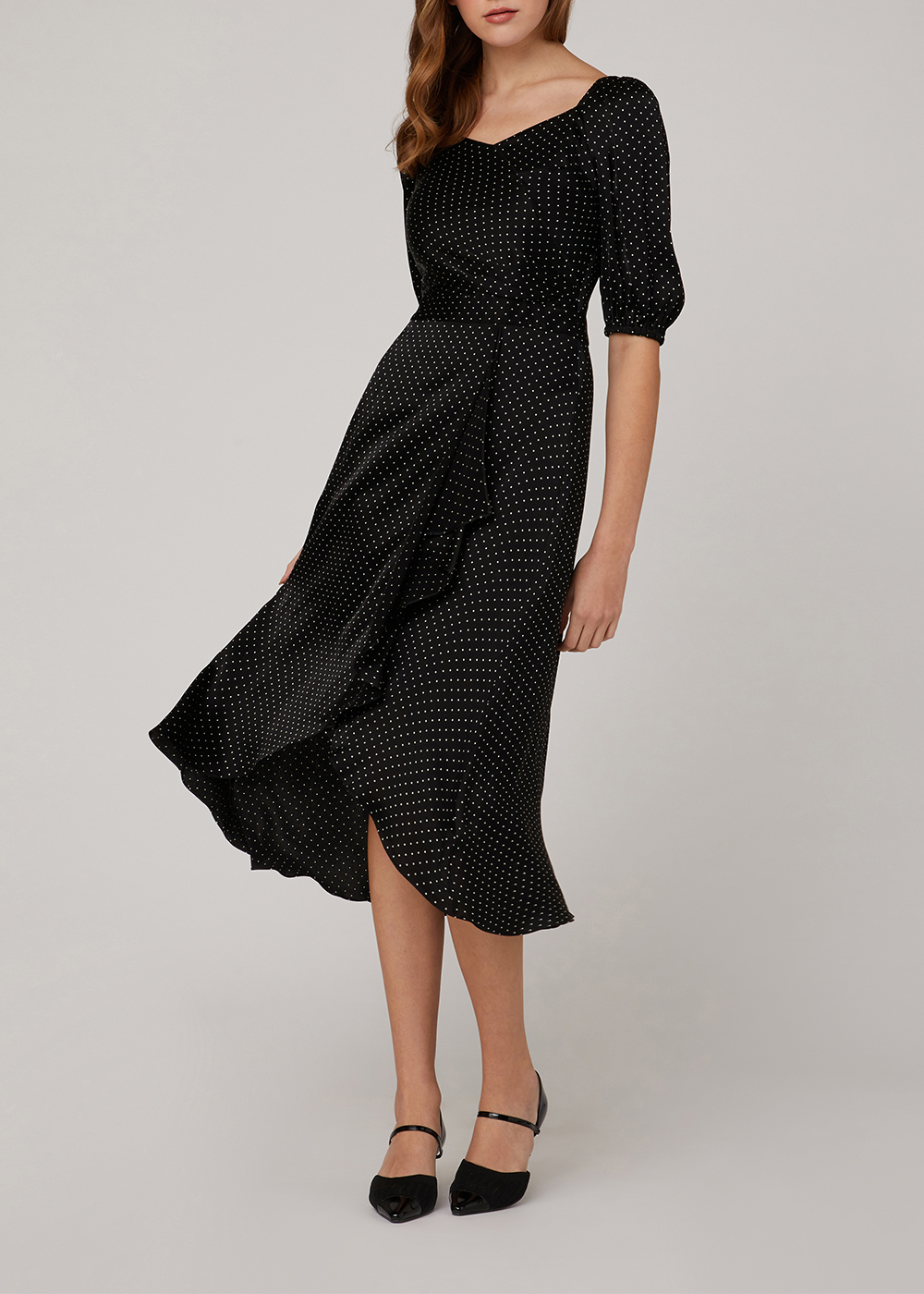 SALAZIA Black Polka Dot Viscose Dresses