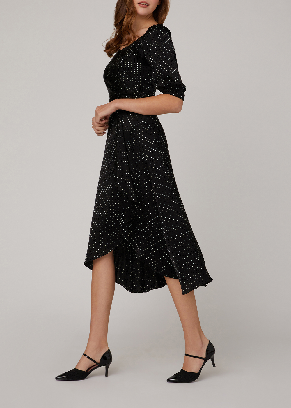 SALAZIA Black Polka Dot Viscose Dresses