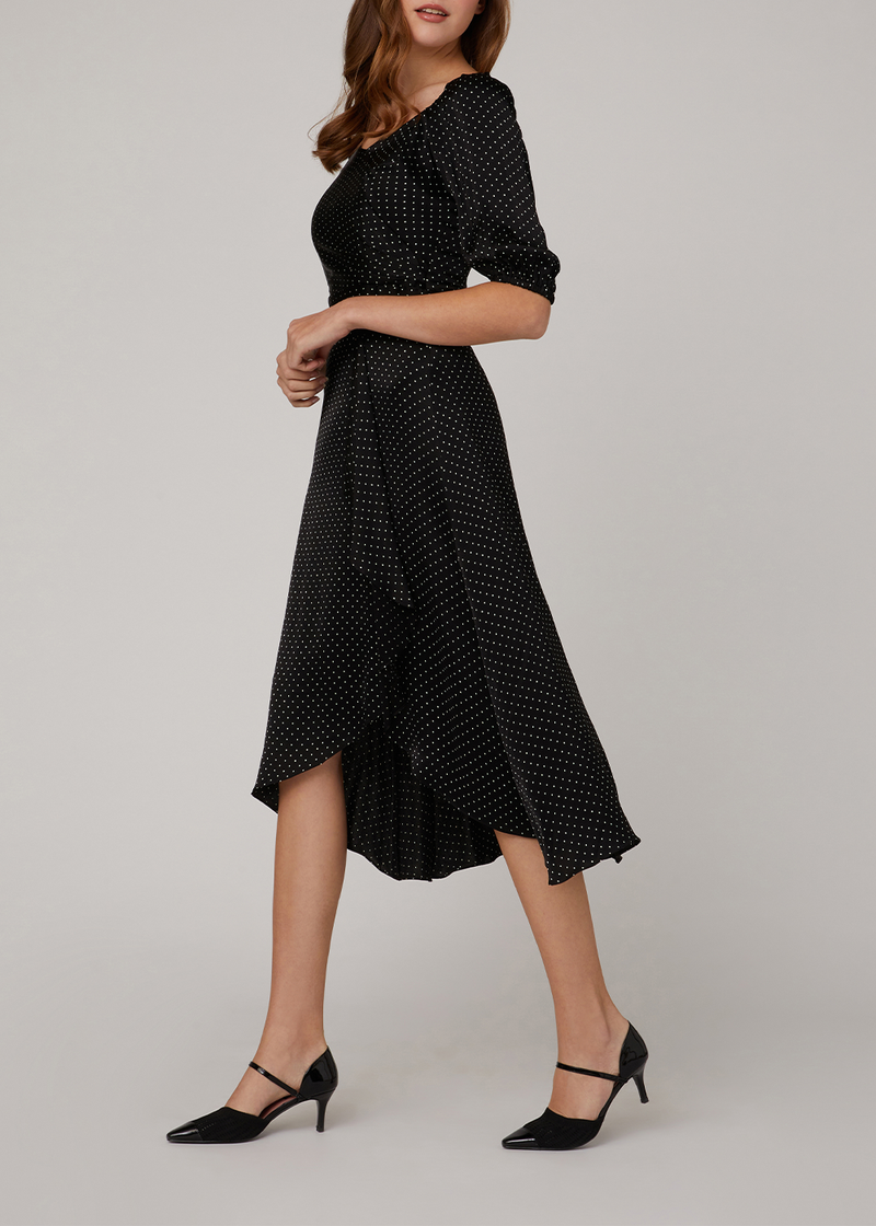 SALAZIA Black Polka Dot Viscose Dresses