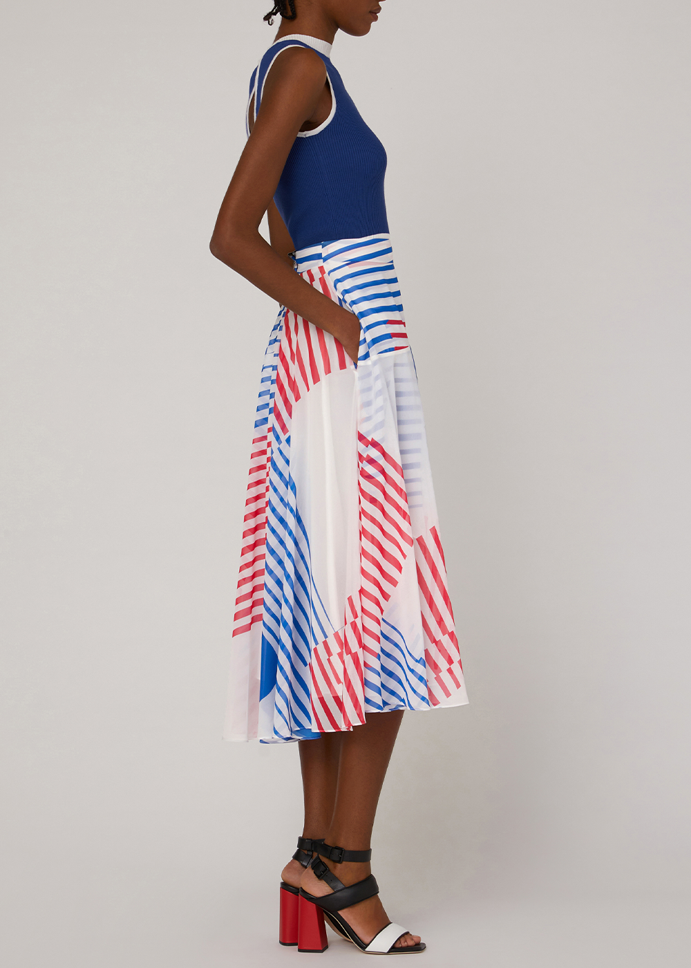 SALAZIA Nautical Stripe Midi Skirts