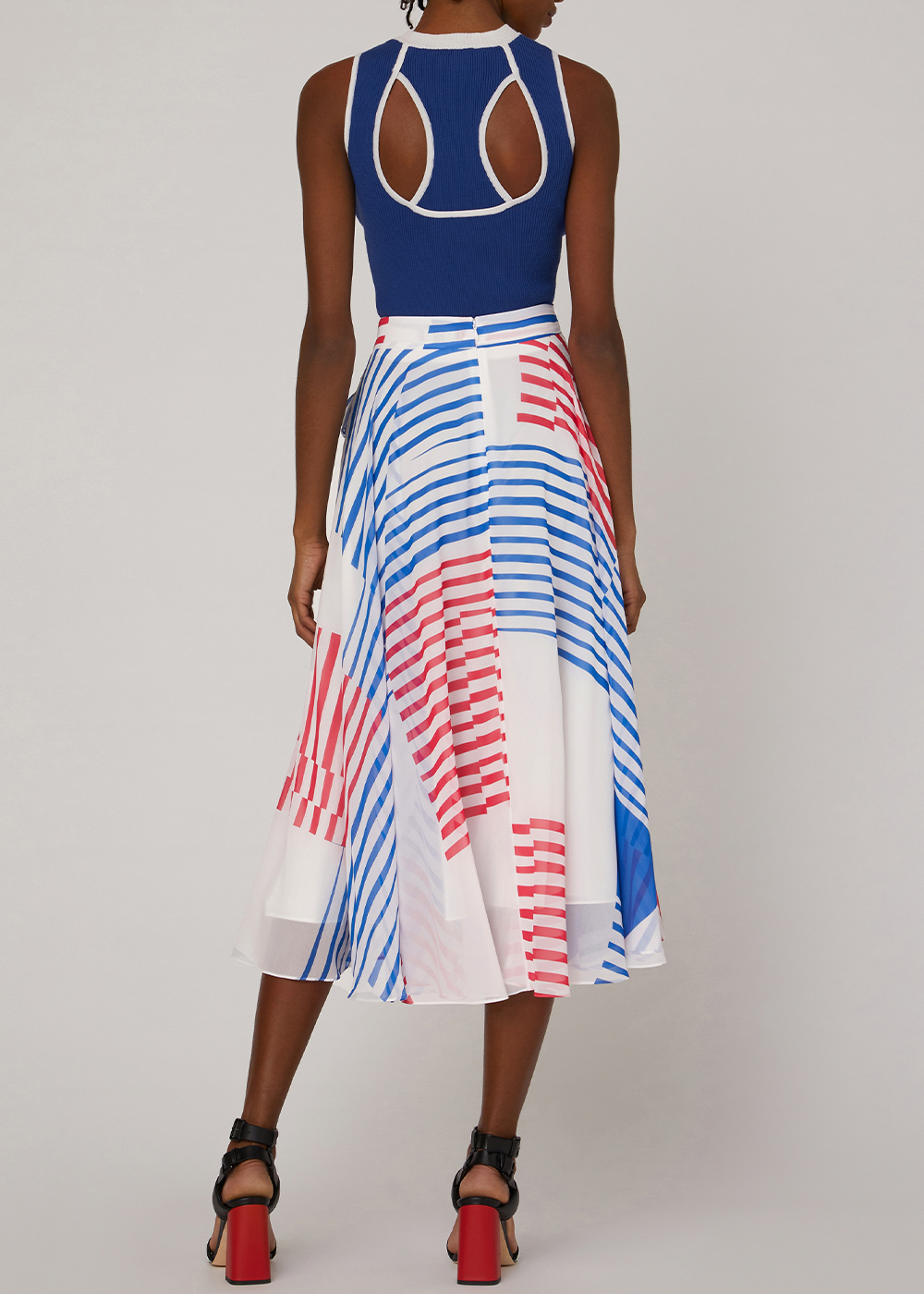 SALAZIA Nautical Stripe Midi Skirts