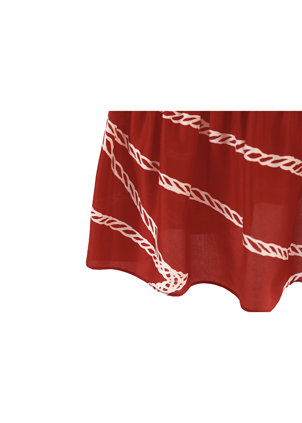 SALAZIA Red-White Rope Print Silk Dresses