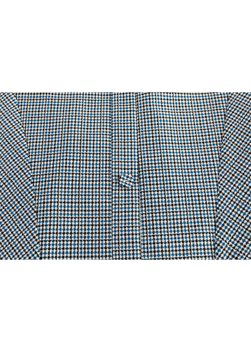 SALAZIA Blue-White Gingham Short-Sleeve Dresses