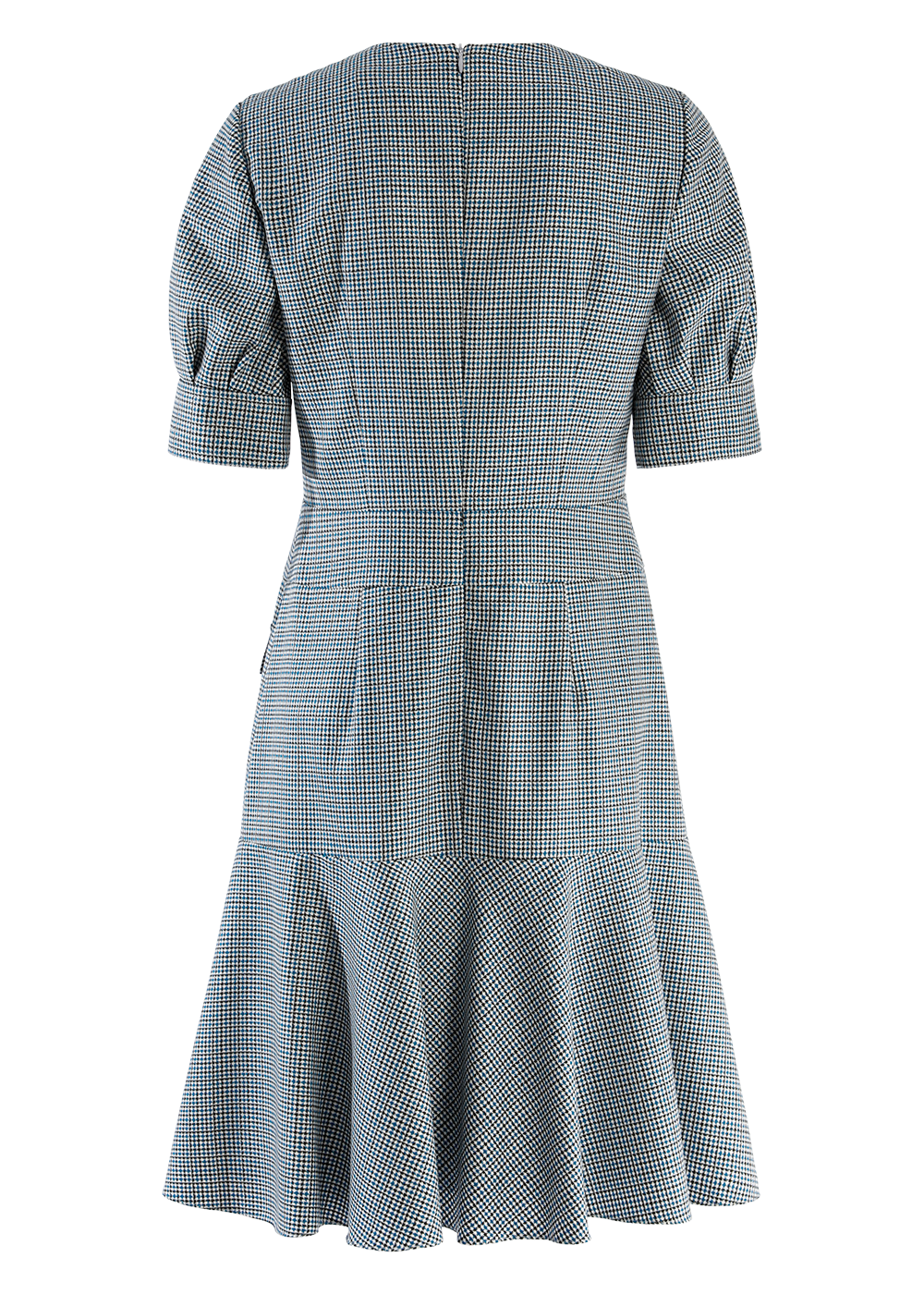 SALAZIA Blue-White Gingham Short-Sleeve Dresses