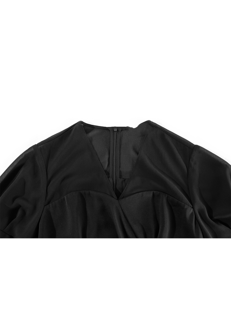 SALAZIA Black Short-Sleeve Fit-and-Flare Dresses