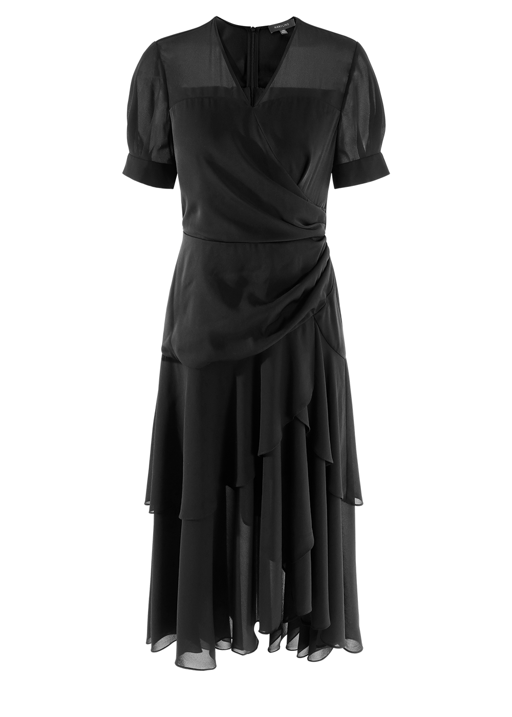 SALAZIA Black Short-Sleeve Fit-and-Flare Dresses