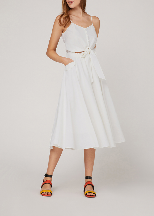 SALAZIA White Cotton-Ramie Blend Dresses