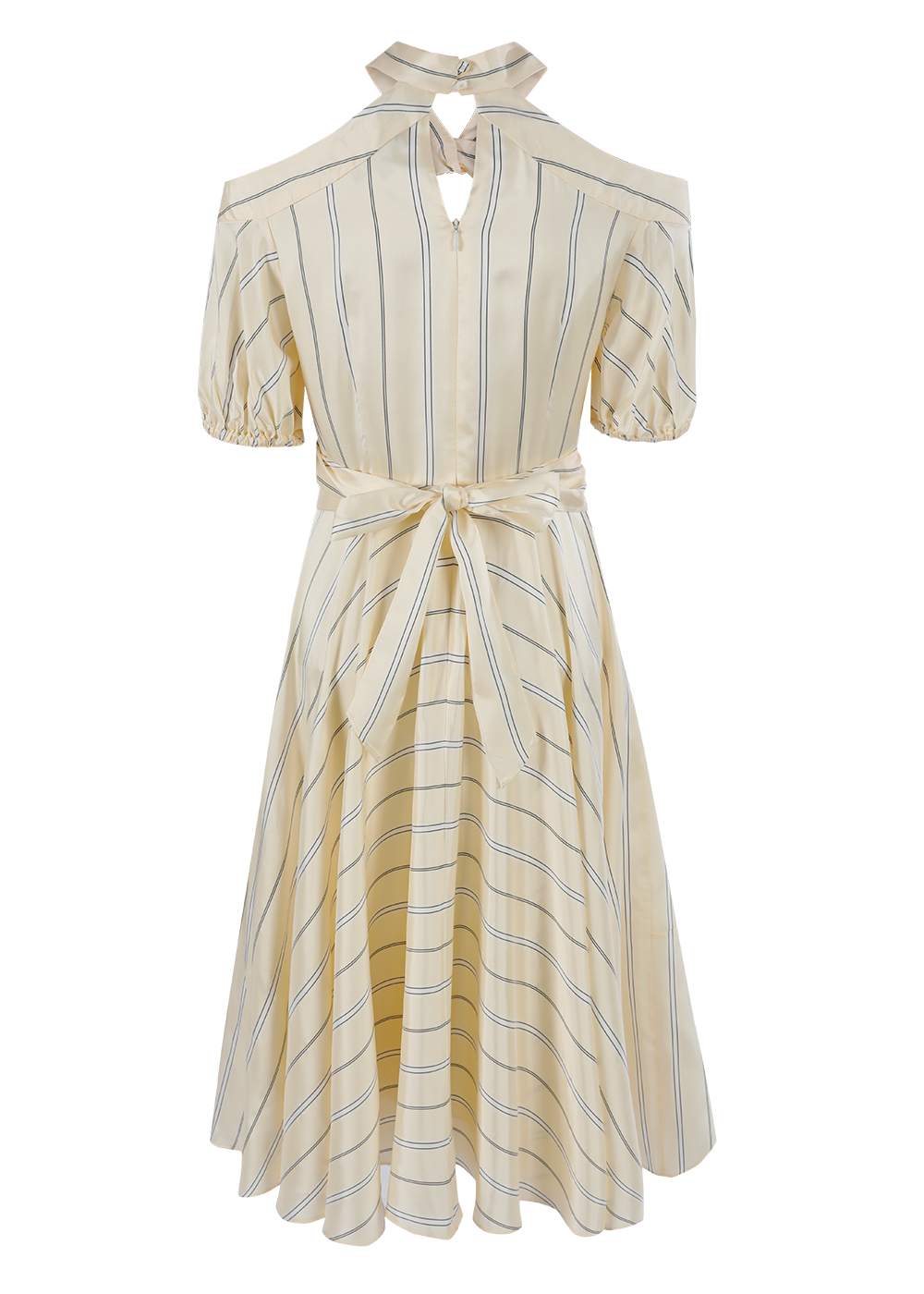 SALAZIA Beige-Black Line Art Viscose-Acetate Dresses