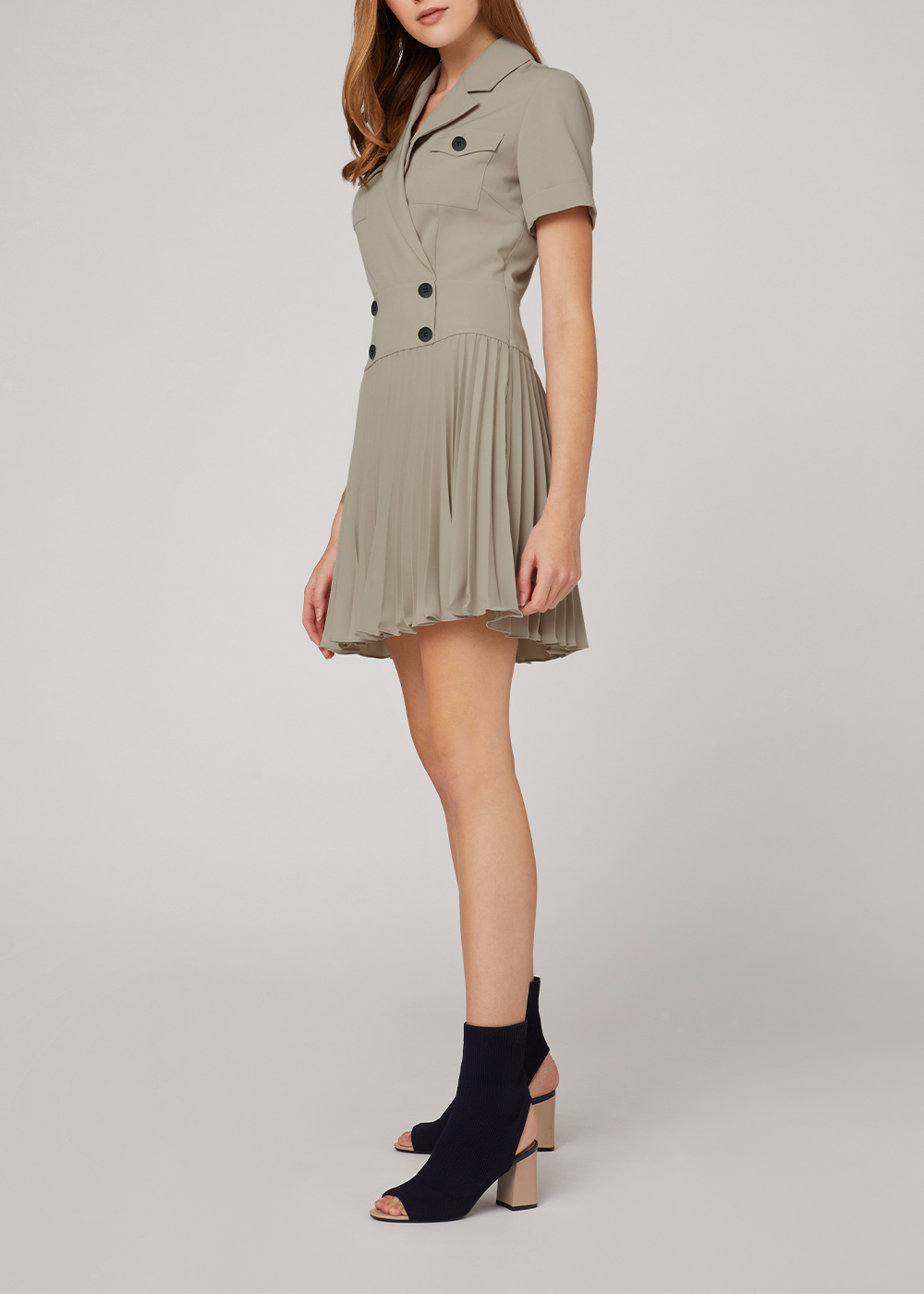 SALAZIA Milk Tea Polyester Short-Sleeve Dresses