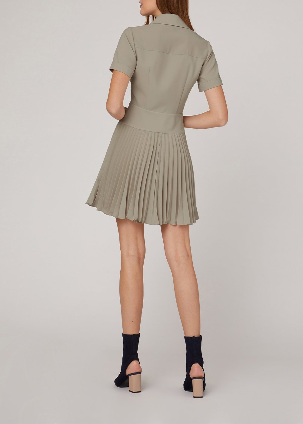 SALAZIA Milk Tea Polyester Short-Sleeve Dresses