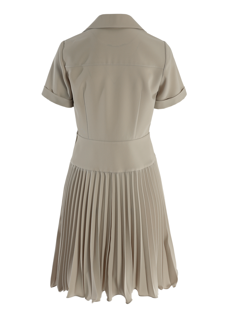 SALAZIA Milk Tea Polyester Short-Sleeve Dresses