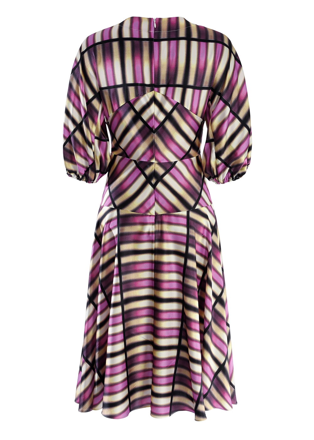 SALAZIA Pink Sailor Grid Silk Stretch Dresses